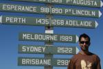 Travis infront of the Eucla sign